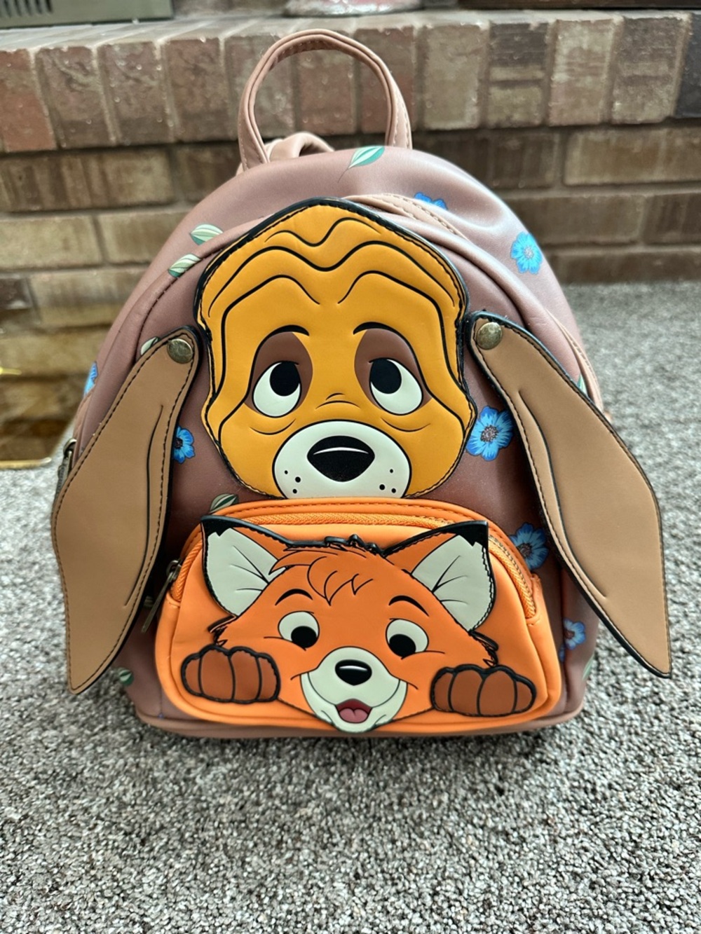 Loungefly Disney Fox & The Hound Tod & Copper Movable Ears Floral Backpack NWOT